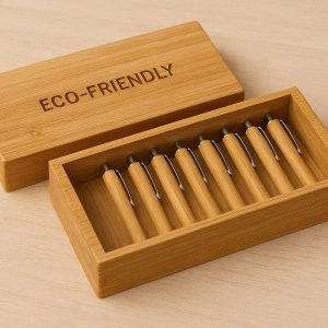 Eco Friendly Bamboo Wood Pen Storage Box