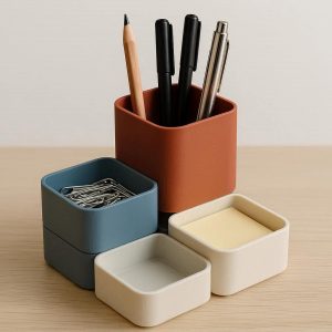 4 Stackable Modular Desk Pencil Holder Set
