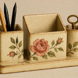 7 Vintage Ceramic Art Desk Organizer